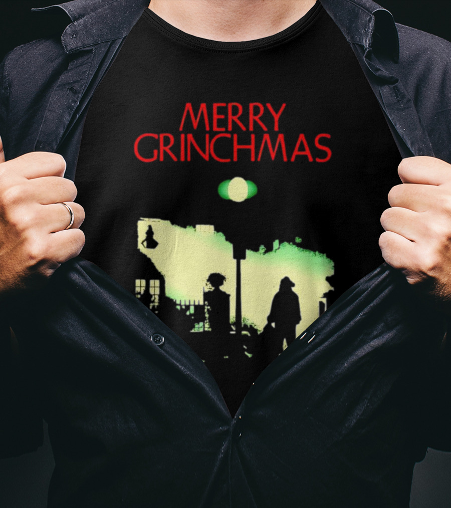 Merry Grinchmas Grinch X The Exorcist Silhouette Scene T-Shirt