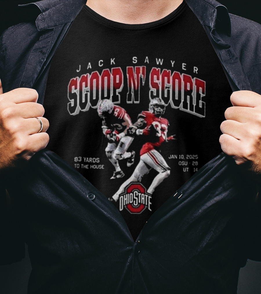 Jack Sawyer Scoop N' Score 83 Yards Ohio State Buckeyes January 10 2025 T-Shirt