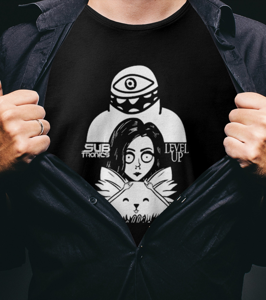 Subtronics Level Up Ellie Art Featuring Eye And Cat Motif T-Shirt