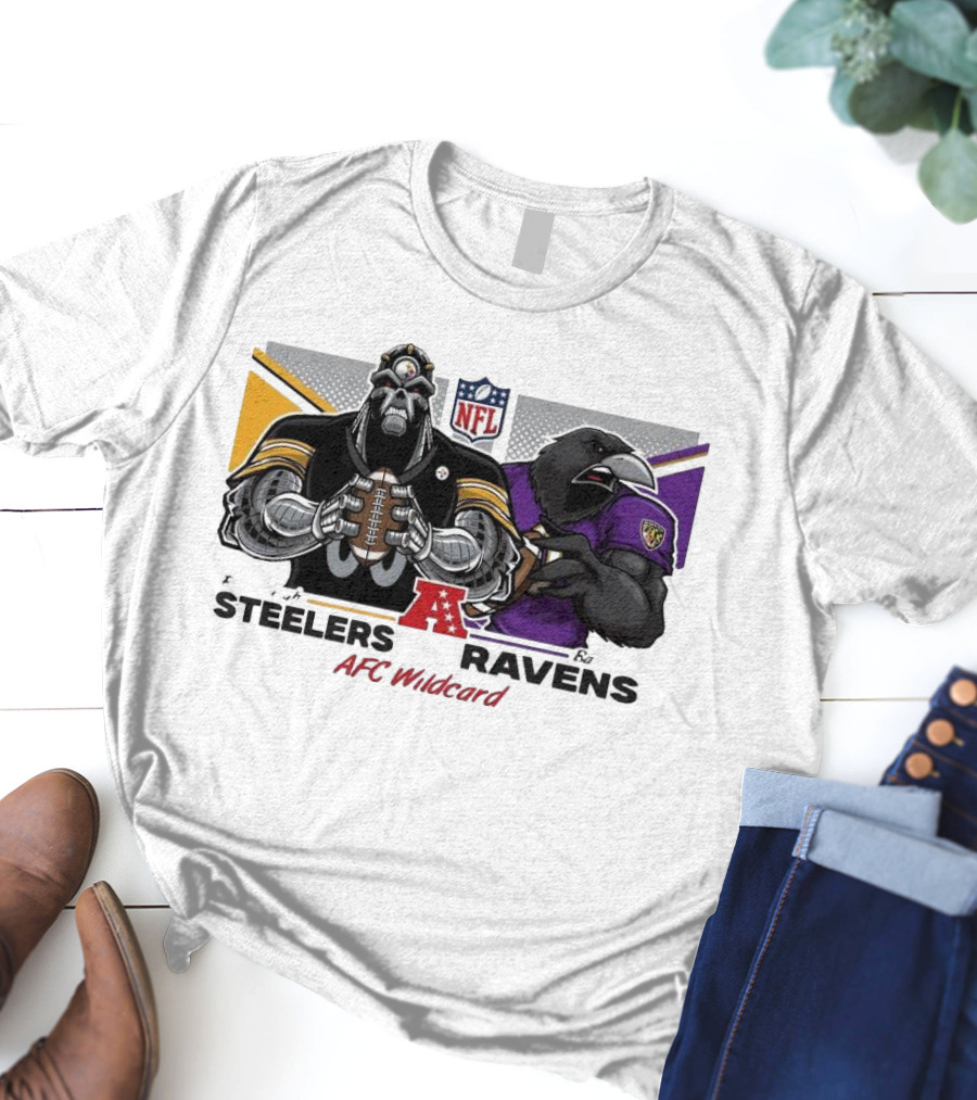 Steelers Ravens NFL AFC Wildcard Matchup Mascots Football Showdown T-Shirt