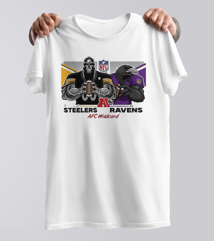 Steelers Ravens NFL AFC Wildcard Matchup Mascots Football Showdown T-Shirt