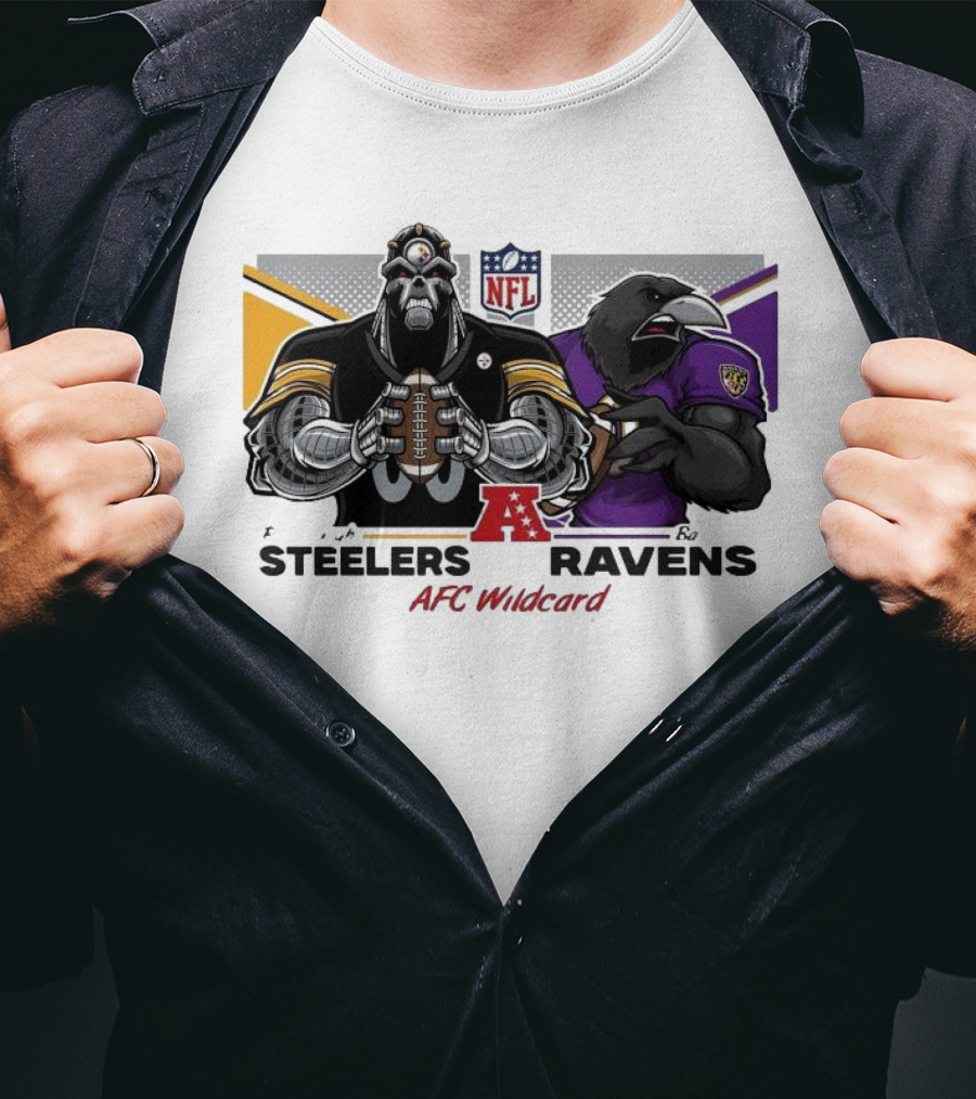 Steelers Ravens NFL AFC Wildcard Matchup Mascots Football Showdown T-Shirt