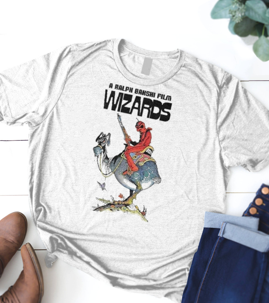 A Ralph Bakshi Film Wizards Fantasy Creature Rider With Staff And Helmet T-Shirt