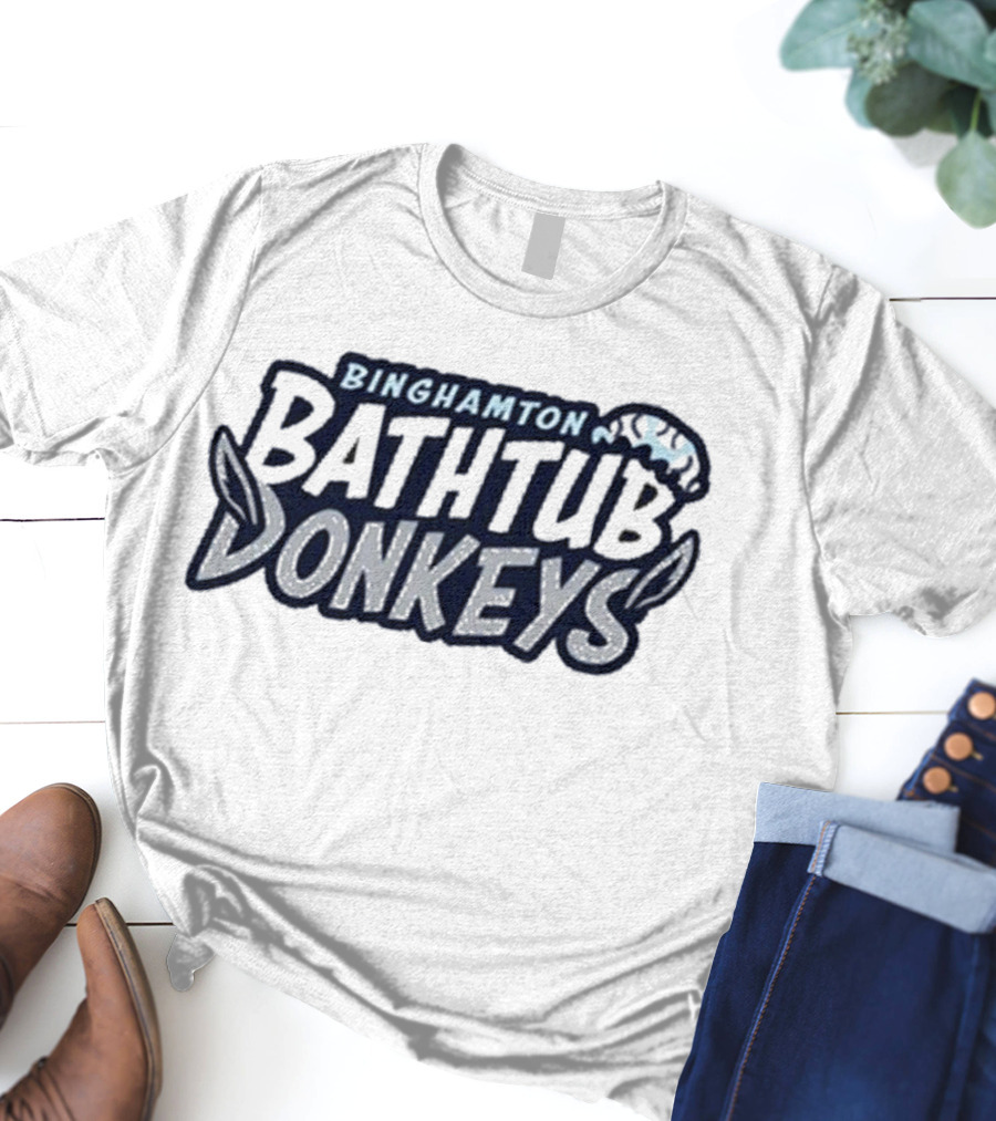 Binghamton Bathtub Donkeys Logo With Foamy Shower Cap T-Shirt
