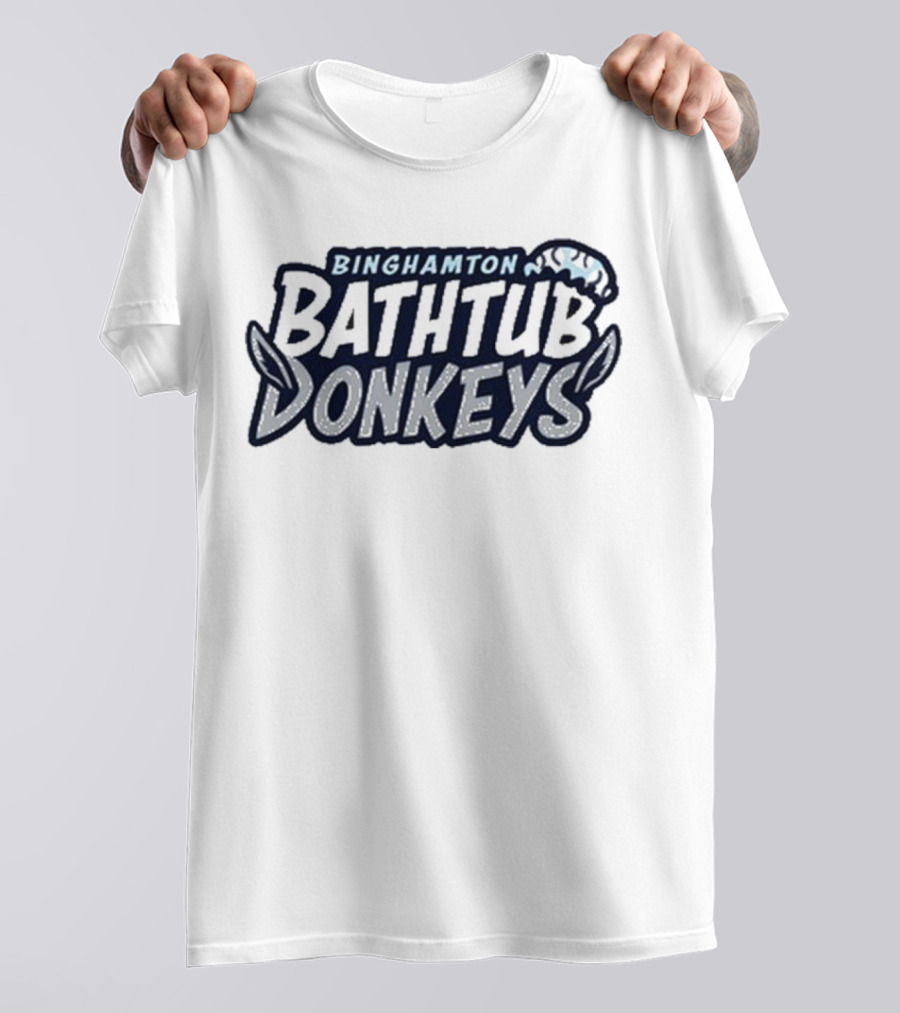 Binghamton Bathtub Donkeys Logo With Foamy Shower Cap T-Shirt