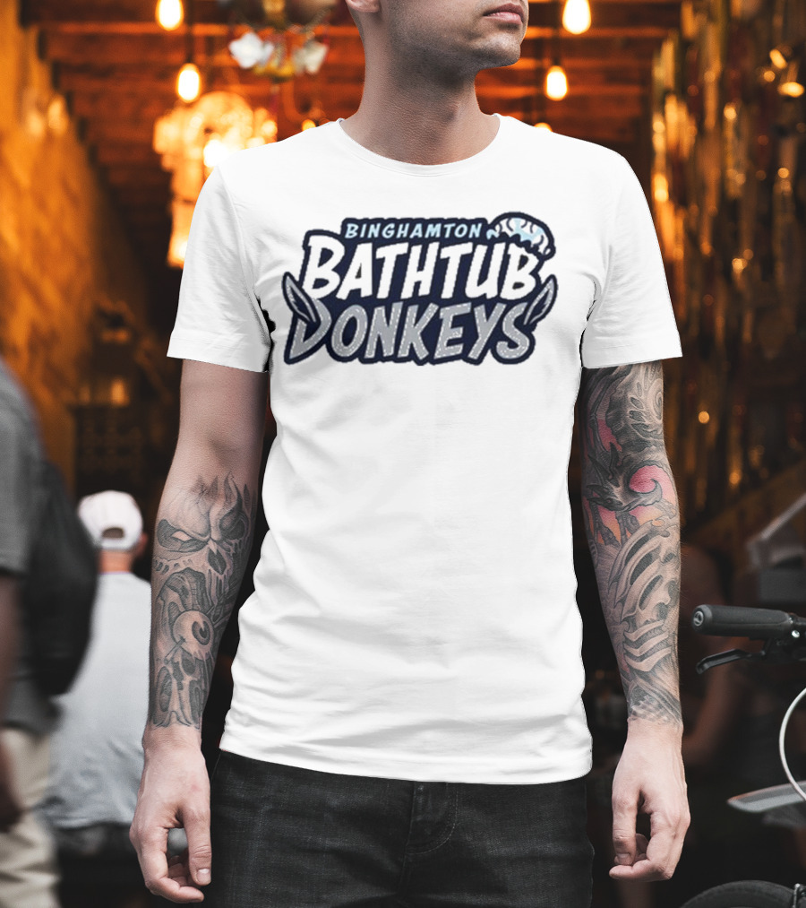 Binghamton Bathtub Donkeys Logo With Foamy Shower Cap T-Shirt