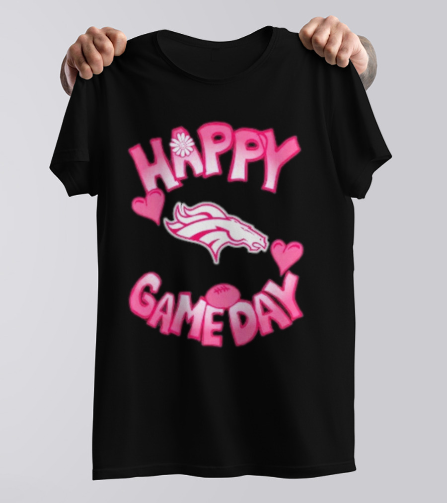Valentine’s Day Happy Gameday Denver Broncos 2025 Football Hearts T-Shirt