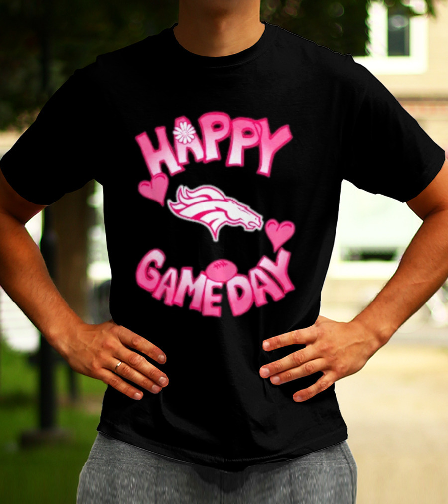 Valentine’s Day Happy Gameday Denver Broncos 2025 Football Hearts T-Shirt