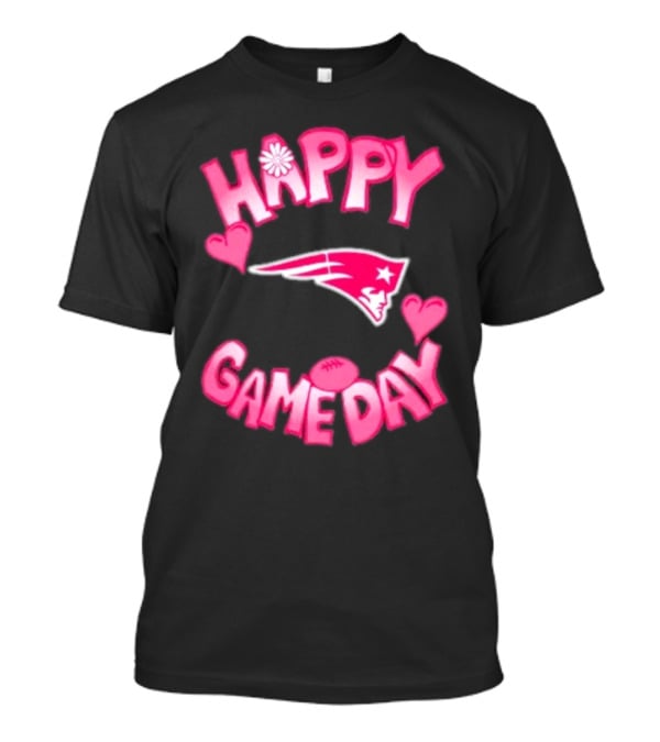 Valentine’s Day New England Patriots Happy Gameday 2025 With Hearts And Football T-Shirt