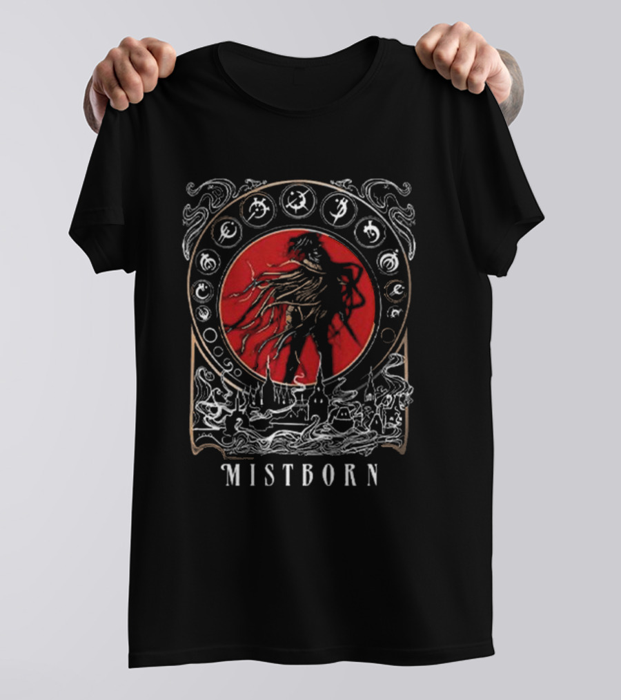 Brandon Sanderson Mistborn Gothic Fantasy Artwork With Red Circle And Symbols T-Shirt