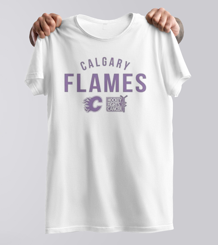 Calgary Flames Levelwear Women's Hockey Fights Cancer Maddox Resilient Purple T-Shirt