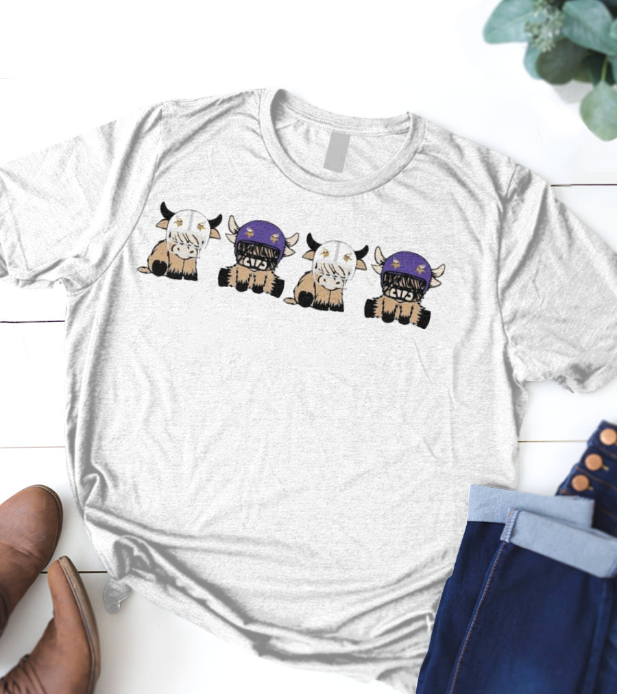 Minnesota Vikings Highland Cow Helmet T-Shirt