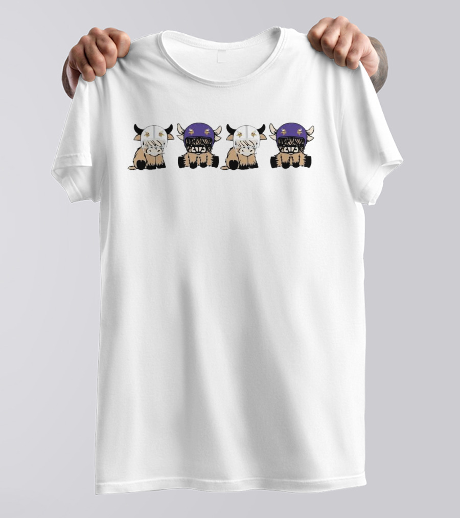 Minnesota Vikings Highland Cow Helmet T-Shirt