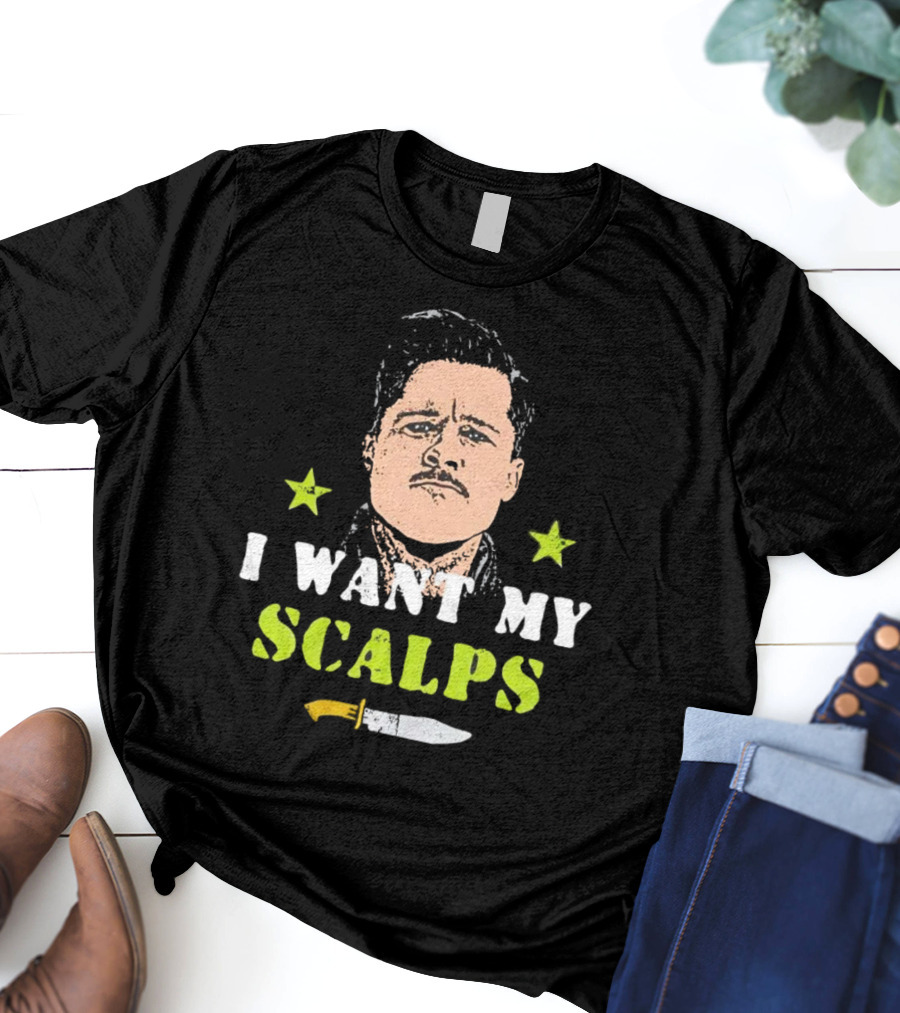 Aldo Raine I Want My Scalps Knife Stars T-Shirt