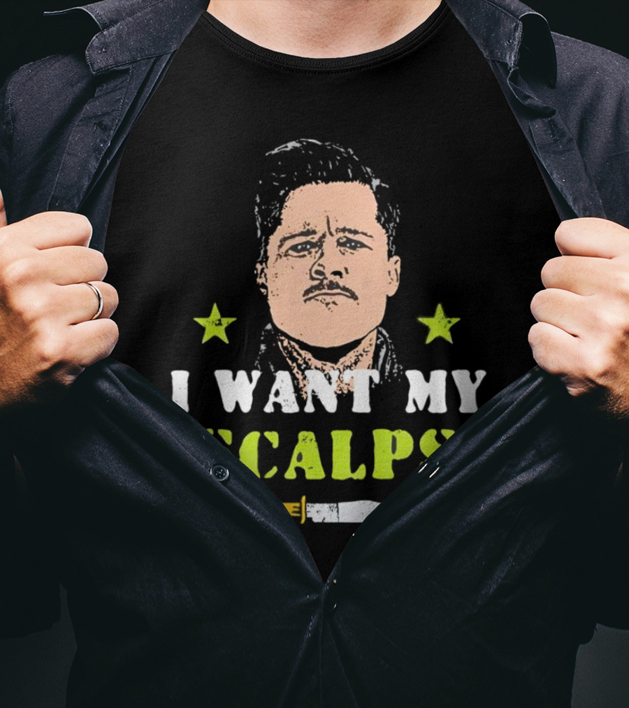 Aldo Raine I Want My Scalps Knife Stars T-Shirt