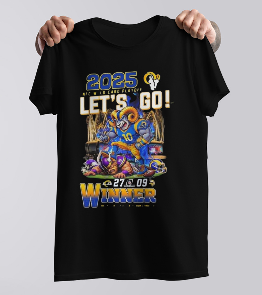 2025 NFC Wild Card Playoff Let’s Go Los Angeles Rams Winner 27-09 T-Shirt