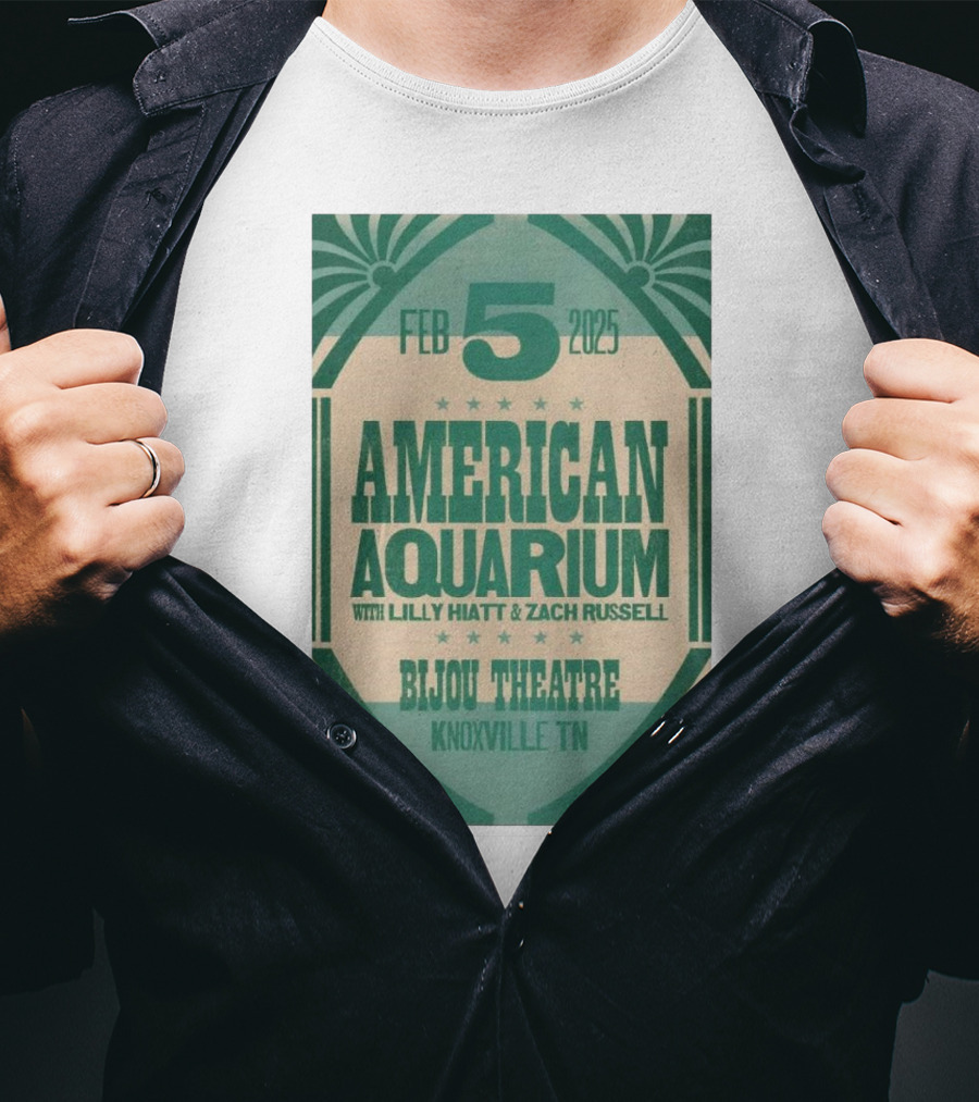 American Aquarium With Lilly Hiatt And Zach Russell Feb 5 2025 Bijou Theatre Knoxville TN T-Shirt