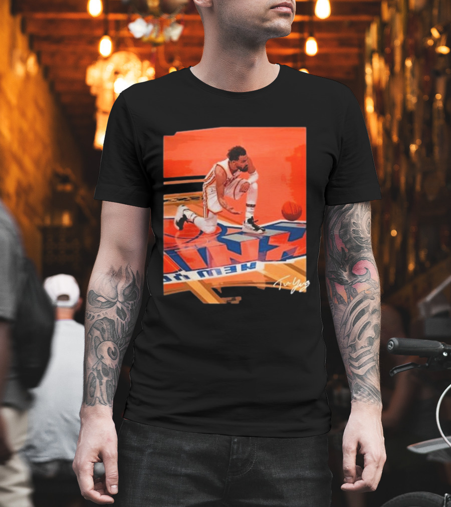 Atlanta Hawks Trae Young Kneeling Basketball New York Signature T-Shirt