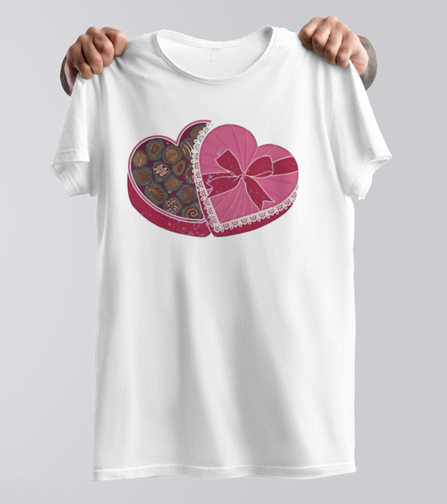 Heart Shaped Box Of Chocolates With Lace And Bow T-Shirt