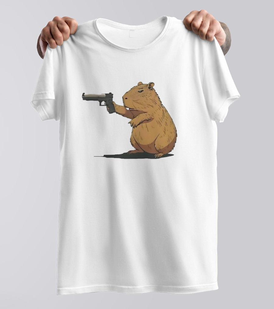 Capybara Holding A Gun In A Humorous Pose T-Shirt