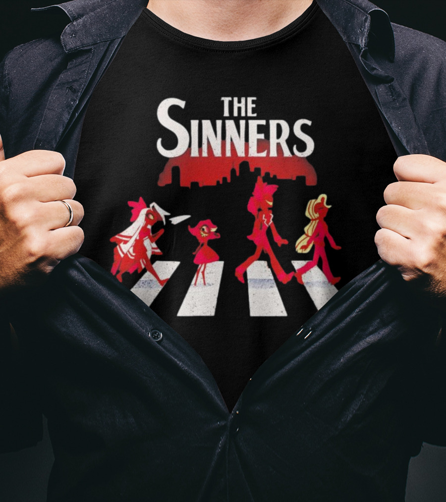 Hazbin Hotel The Sinners Abbey Road Characters Crossing T-Shirt