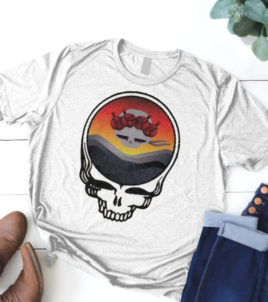 Grateful Dead The Ridge Skull Sunset With Roses T-Shirt