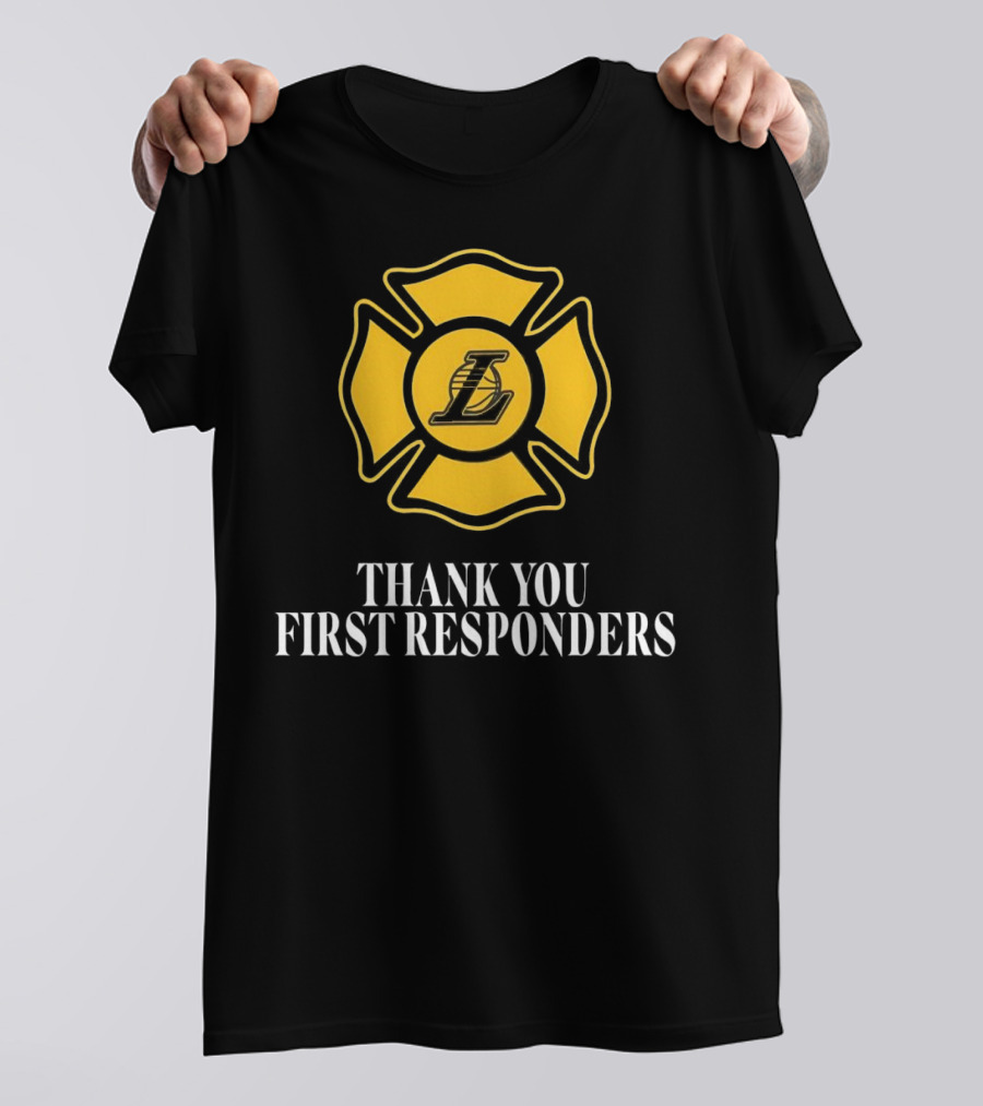 Los Angeles Lakers Thank You First Responders Firefighter Emblem T-Shirt