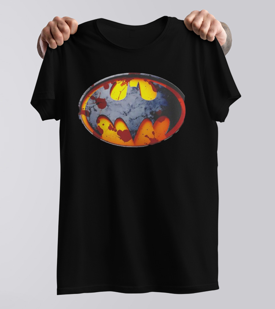 Batman Symbol With Grunge And Blood Splatter Effects T-Shirt