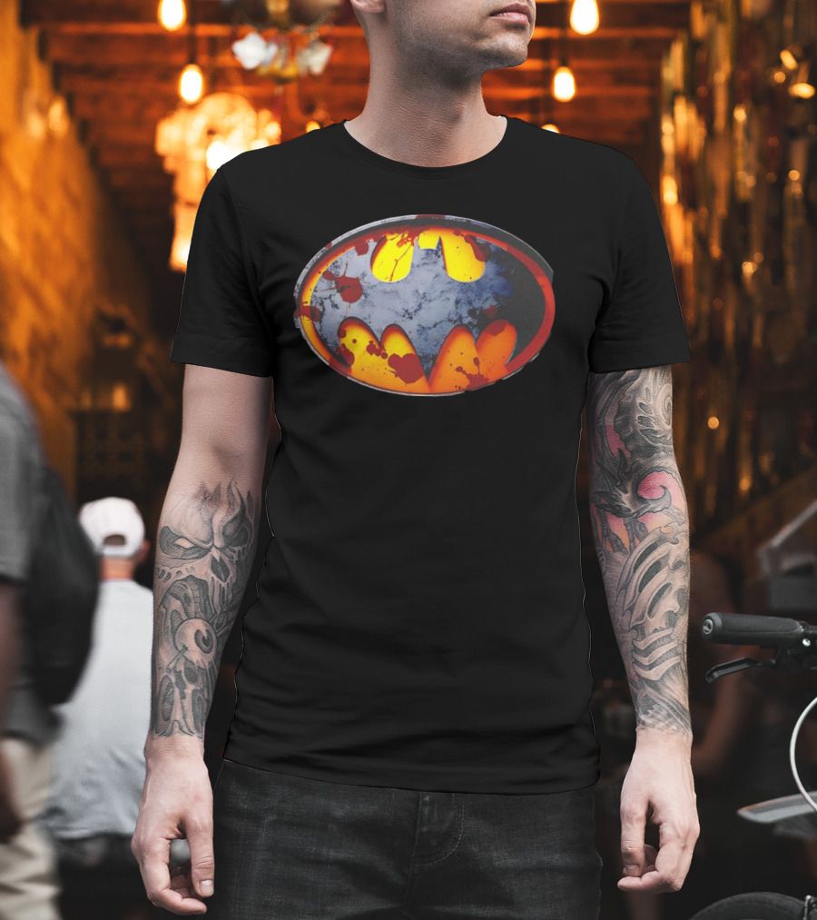 Batman Symbol With Grunge And Blood Splatter Effects T-Shirt
