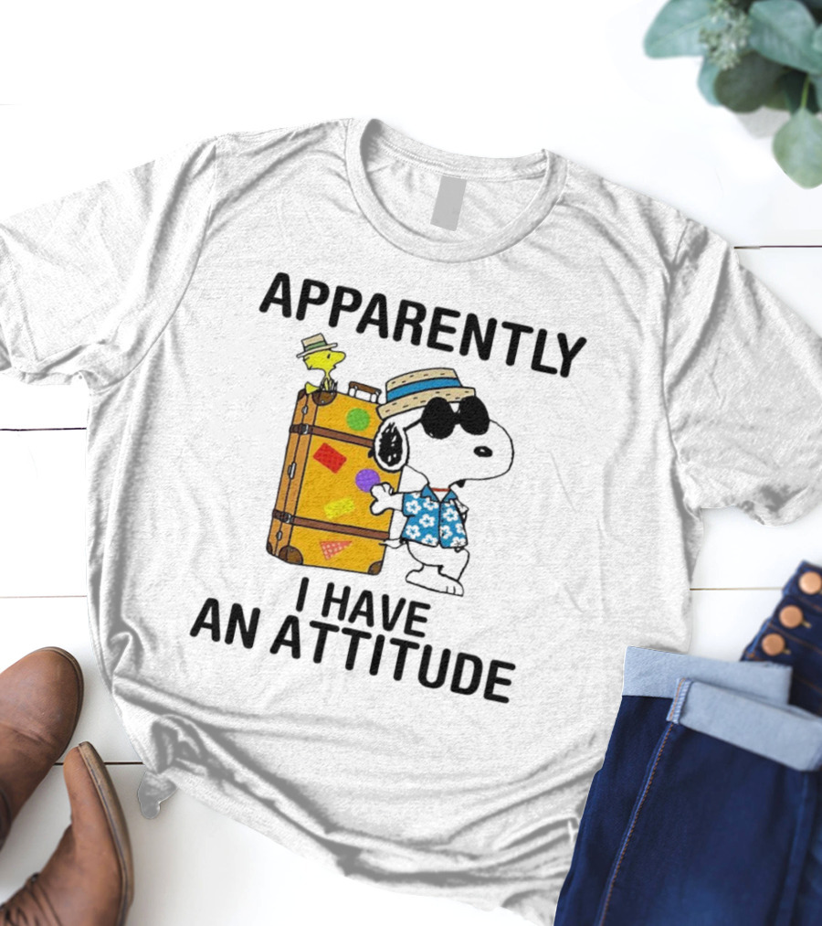 Apparently I Have An Attitude Snoopy With Woodstock And Suitcase T-Shirt