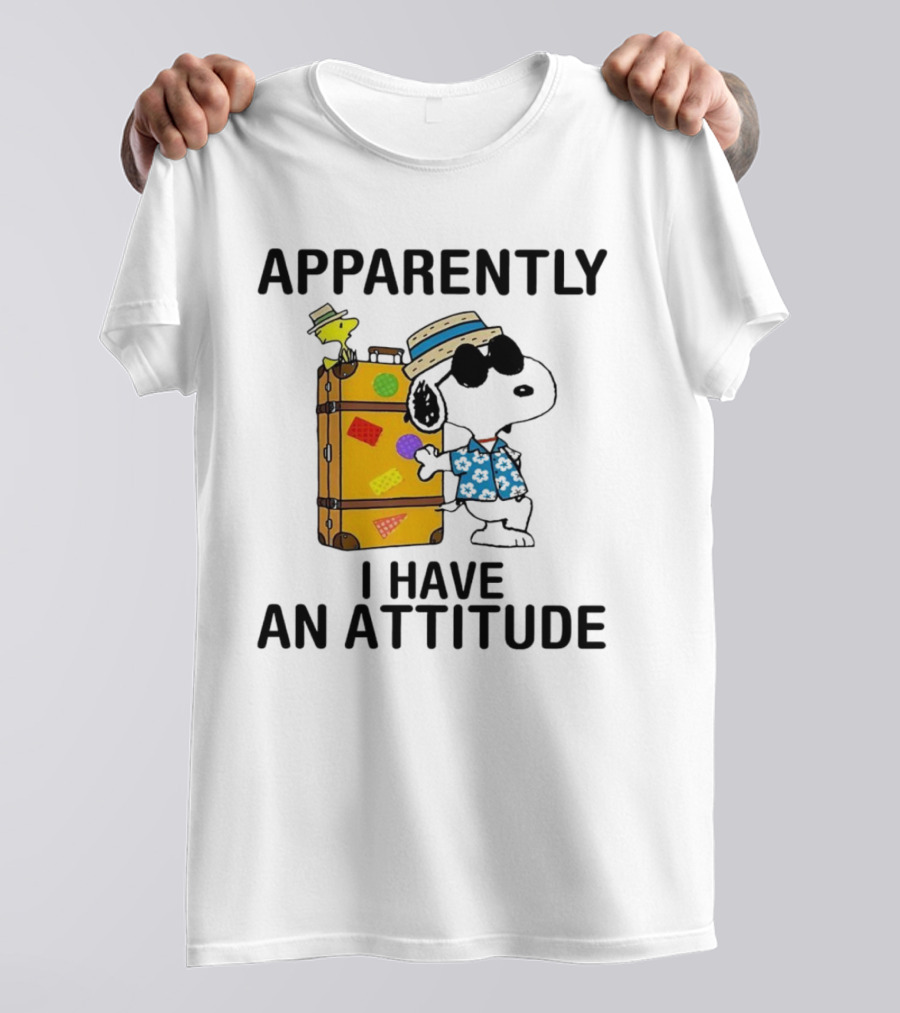 Apparently I Have An Attitude Snoopy With Woodstock And Suitcase T-Shirt