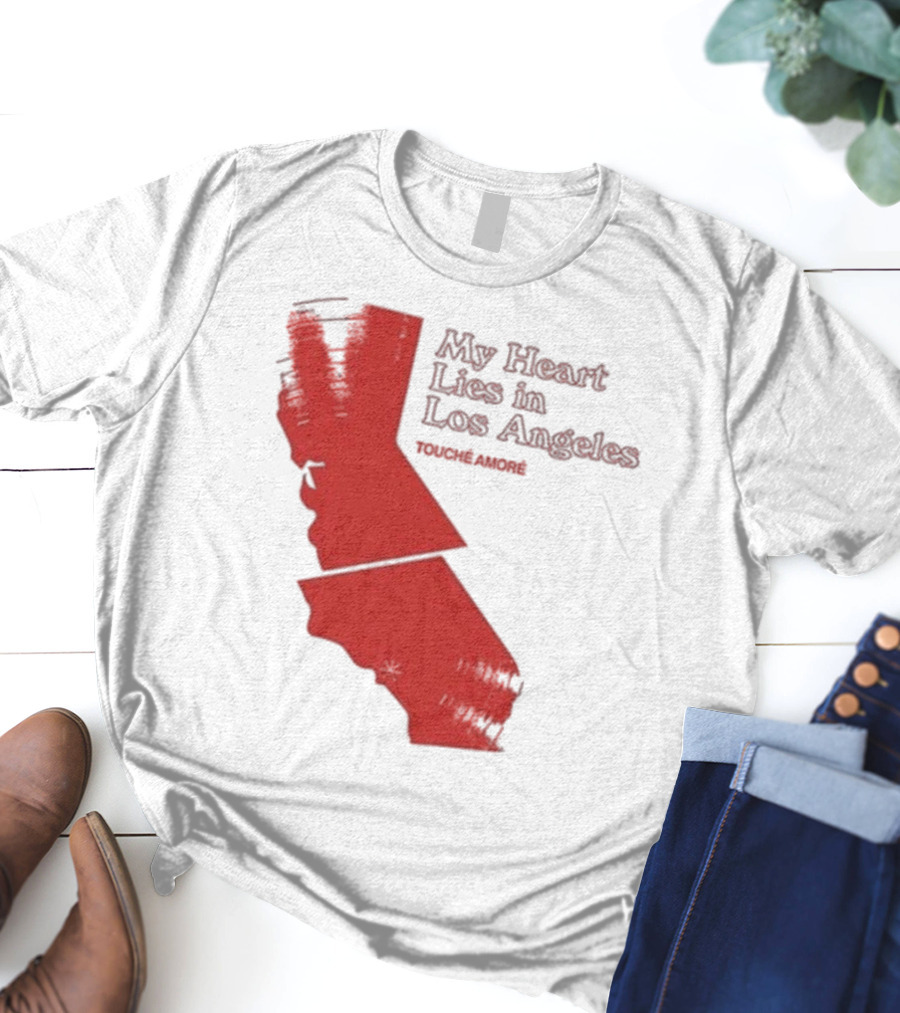 Touché Amoré My Heart Lies In Los Angeles California Map Red T-Shirt