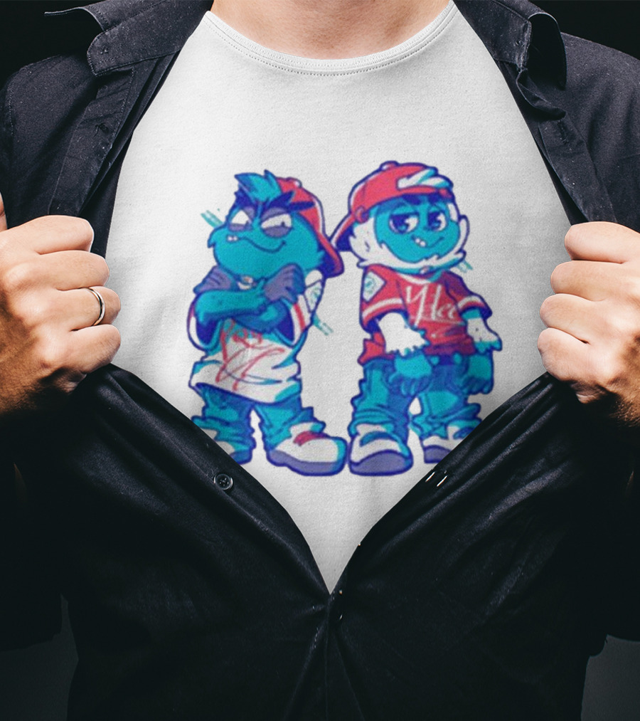 2 Kewl 4 School April Fools 2025 Hip-Hop Cartoon Characters In Red And White Outfits T-Shirt