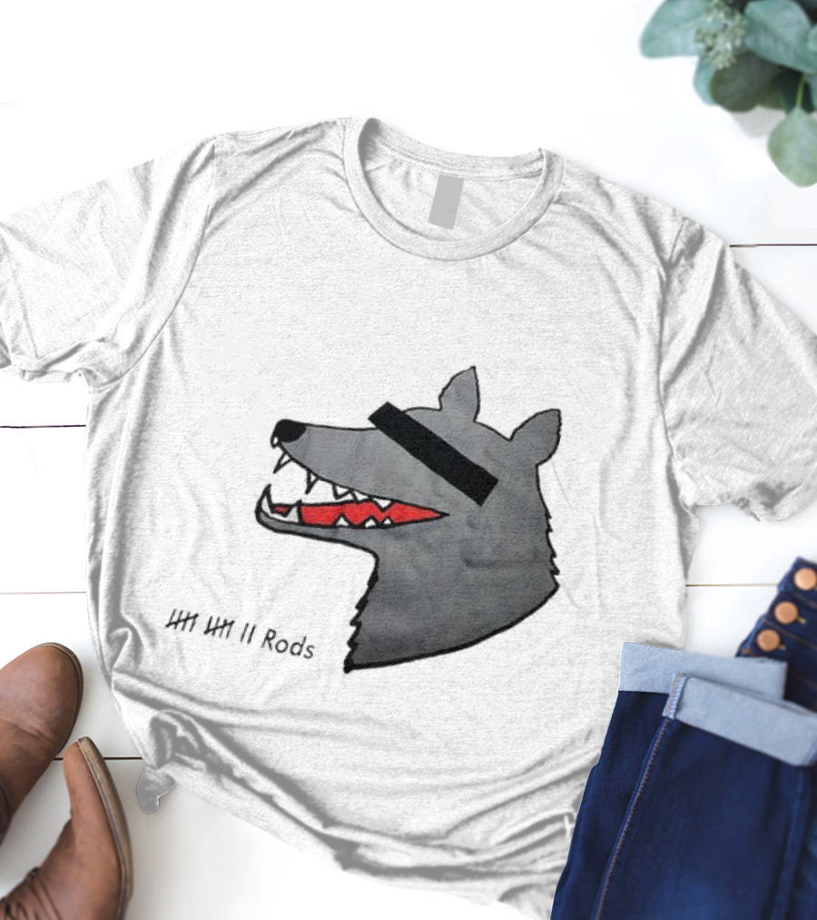 12 Rods Lost Time Wolf Head With Red And Black Accents T-Shirt