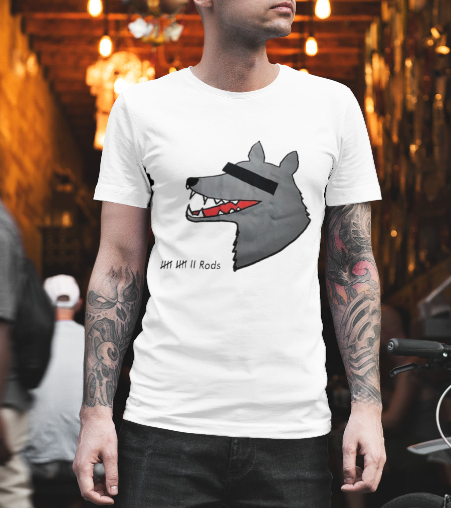 12 Rods Lost Time Wolf Head With Red And Black Accents T-Shirt