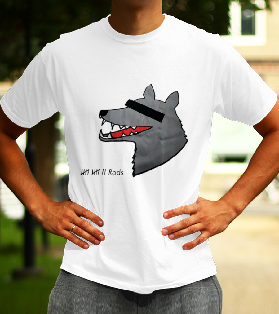 12 Rods Lost Time Wolf Head With Red And Black Accents T-Shirt