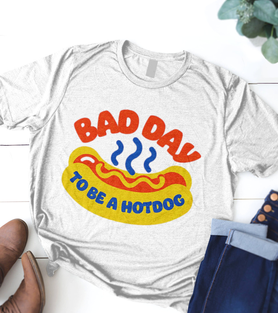 Bad Day To Be A Hotdog With Steaming Hotdog Graphic T-Shirt