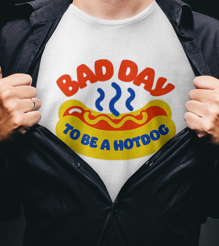 Bad Day To Be A Hotdog With Steaming Hotdog Graphic T-Shirt