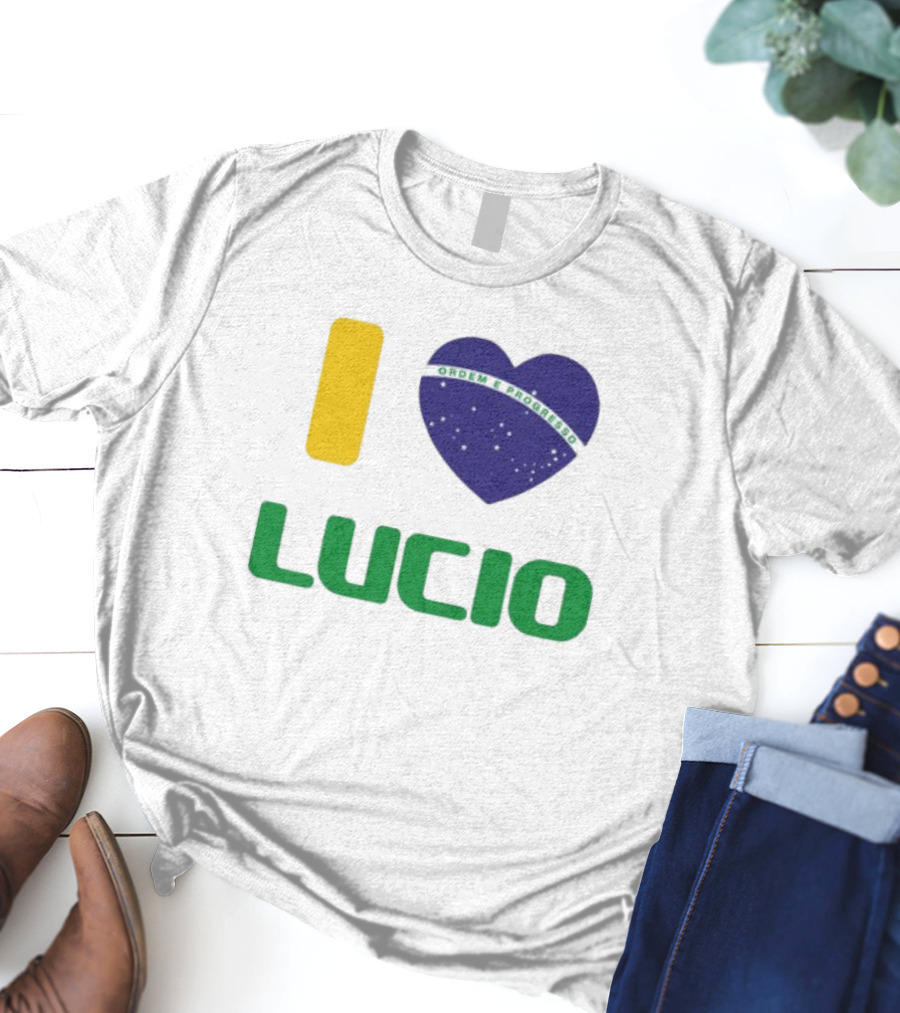 I Love Ordem E Progresso Lucio Brazil Heart Flag Style T-Shirt