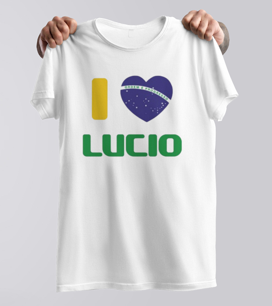 I Love Ordem E Progresso Lucio Brazil Heart Flag Style T-Shirt