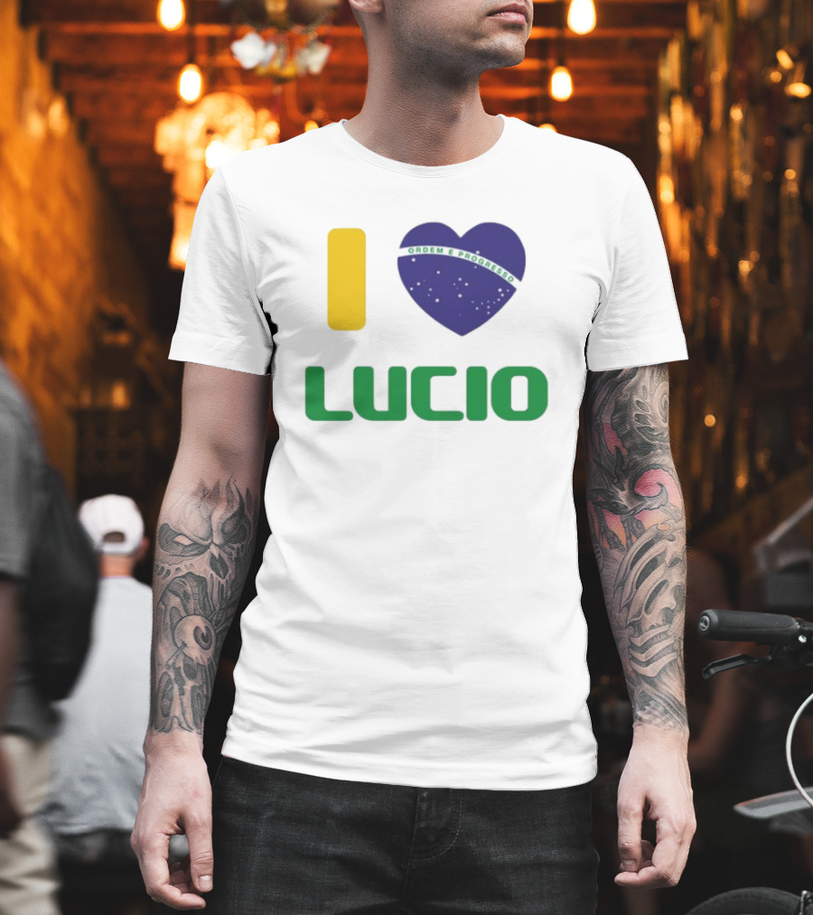 I Love Ordem E Progresso Lucio Brazil Heart Flag Style T-Shirt