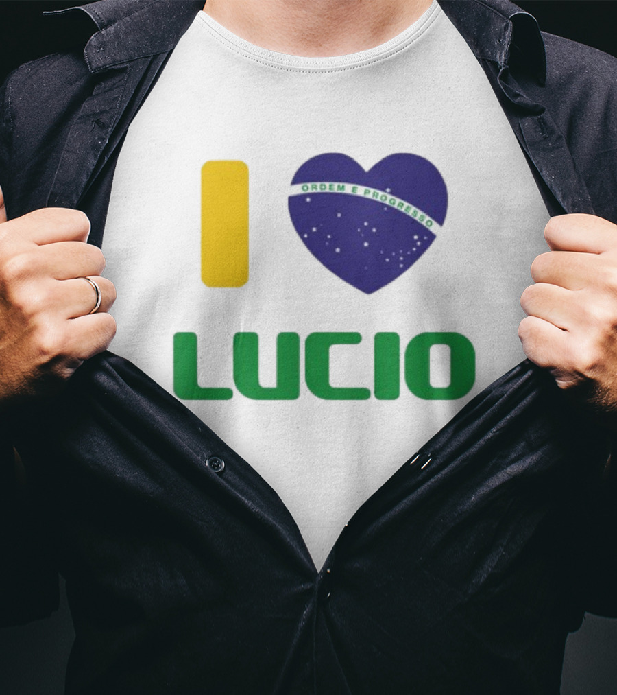 I Love Ordem E Progresso Lucio Brazil Heart Flag Style T-Shirt