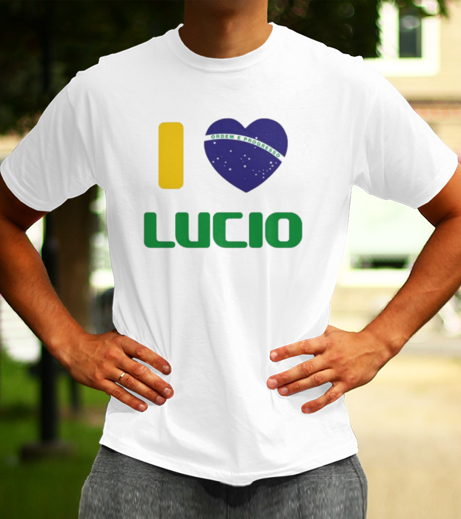 I Love Ordem E Progresso Lucio Brazil Heart Flag Style T-Shirt