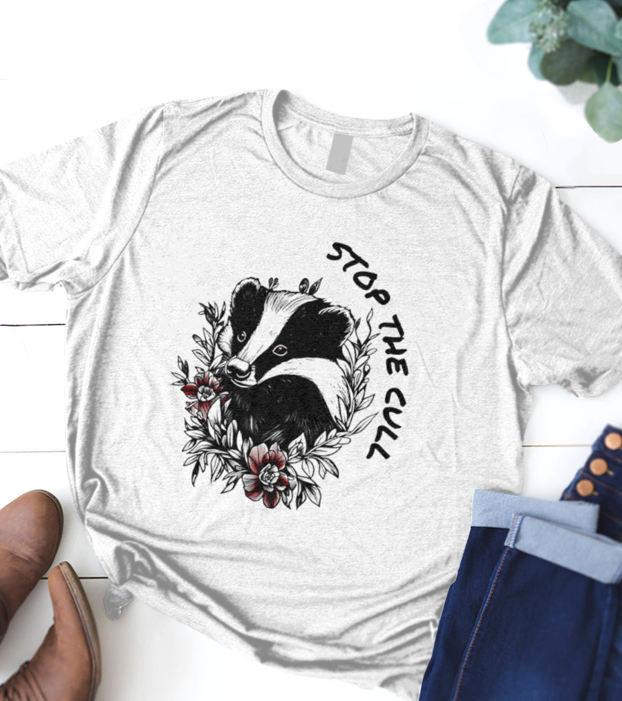 Badger Stop The Cull Floral Design T-Shirt