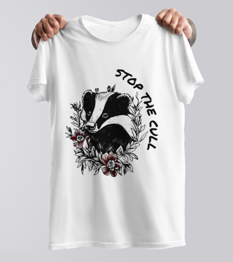 Badger Stop The Cull Floral Design T-Shirt