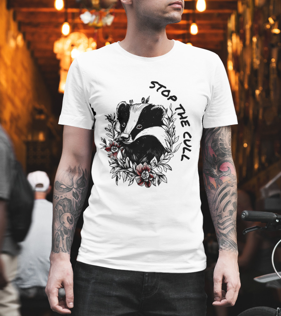 Badger Stop The Cull Floral Design T-Shirt