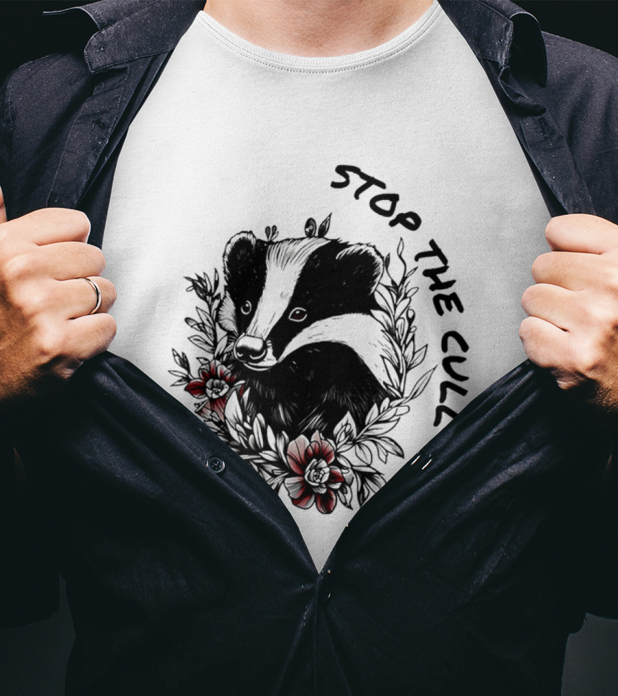 Badger Stop The Cull Floral Design T-Shirt