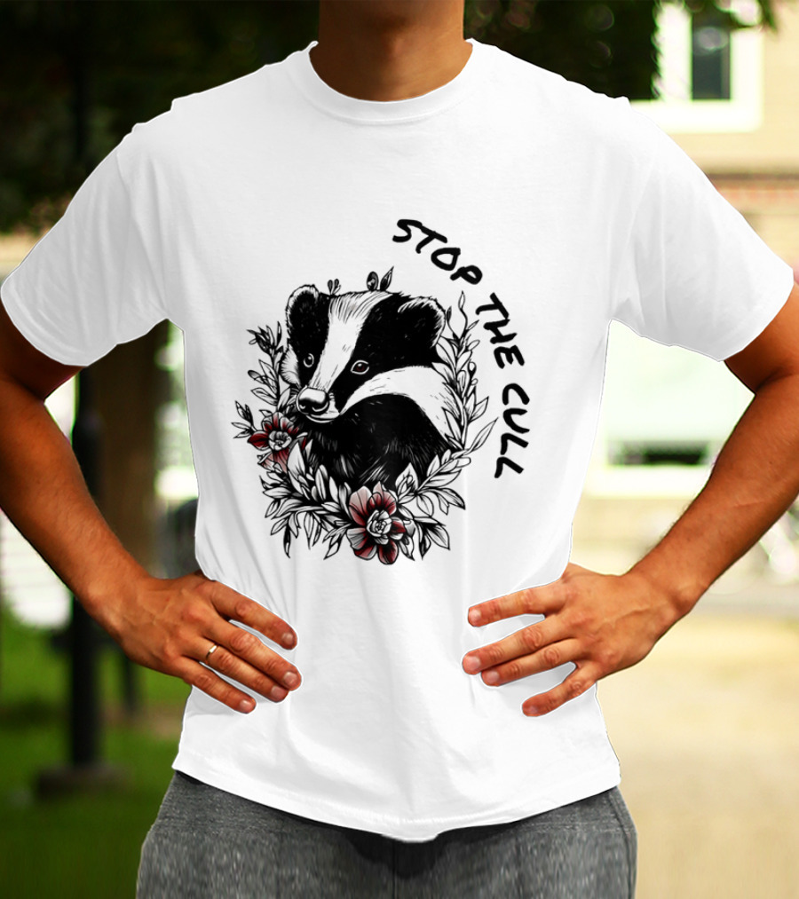 Badger Stop The Cull Floral Design T-Shirt
