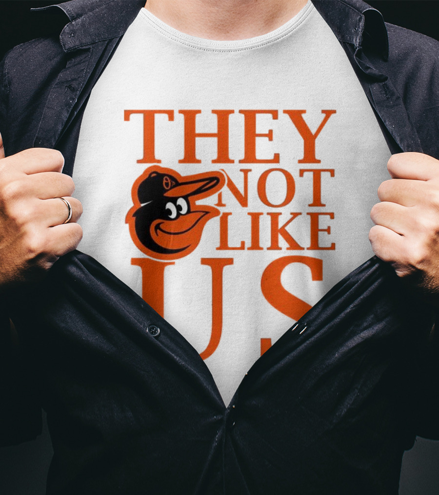 Baltimore Orioles They Not Like Us Bold Orange Text With Bird Graphic T-Shirt
