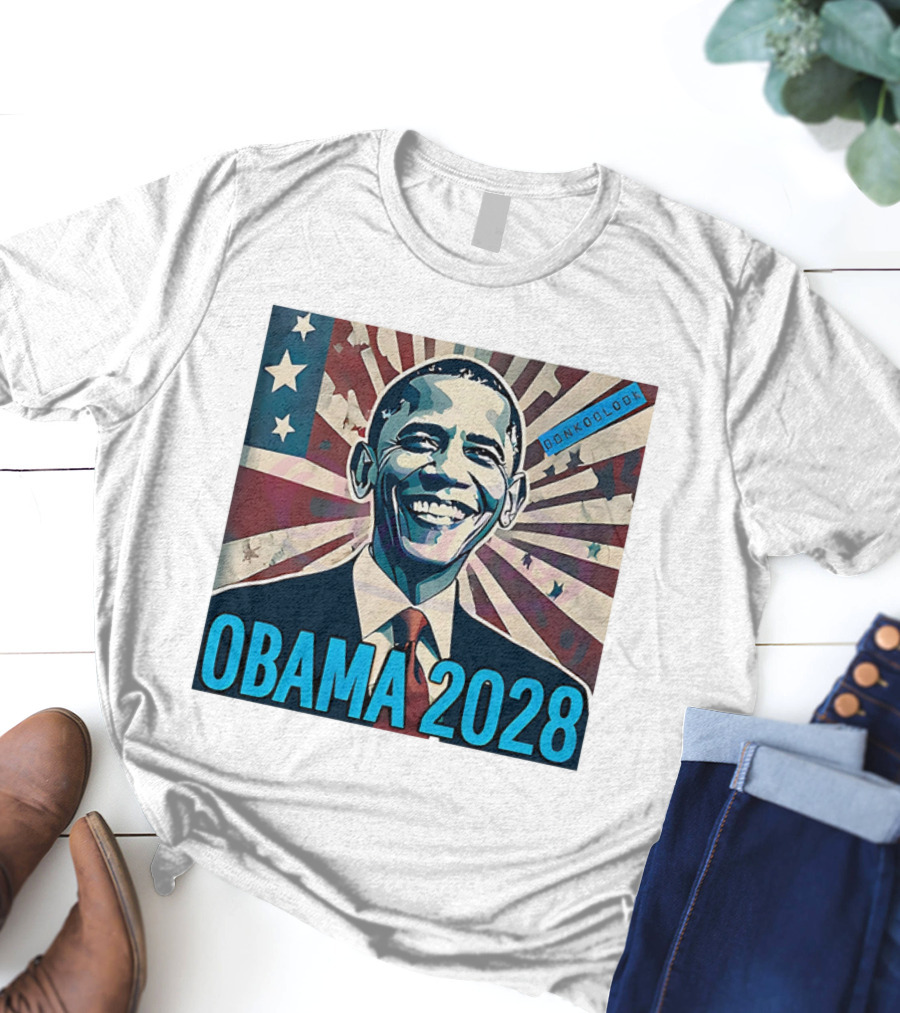Obama 2028 American Flag Donkoolook T-Shirt